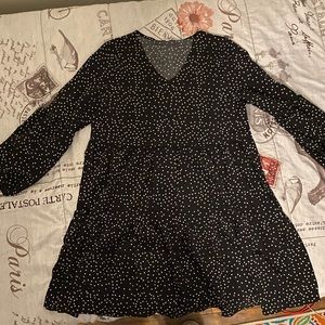Black polka dot dress, size large.
